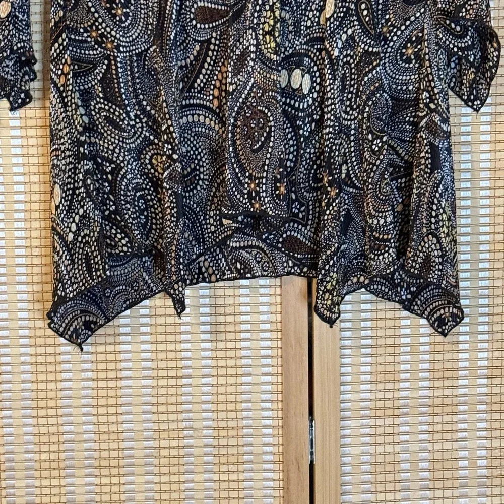 Vol 1 Womens M Top Black Paisley‎ Asymmetrical Boho Whimsigoth Babydoll Y2K